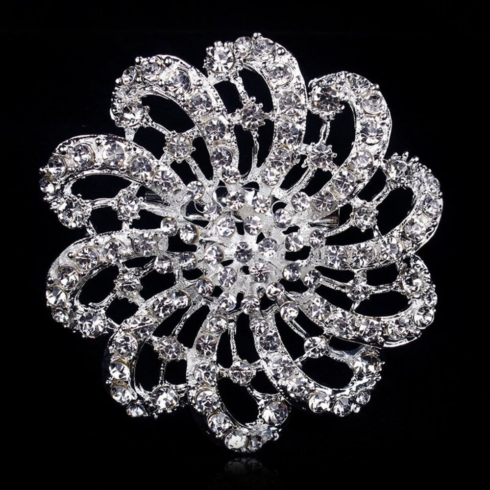Silver Rhinestone Brooch